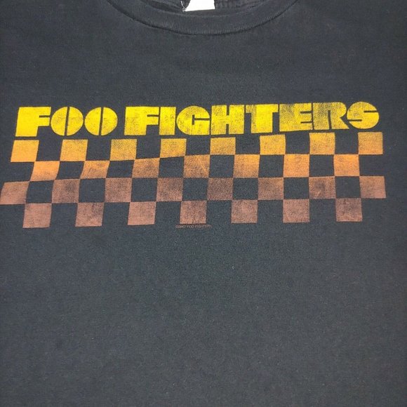 Foo Fighters Bay Island Large T Shirt Band Black Checkerboard Music Dave Grohl - Picture 2 of 5